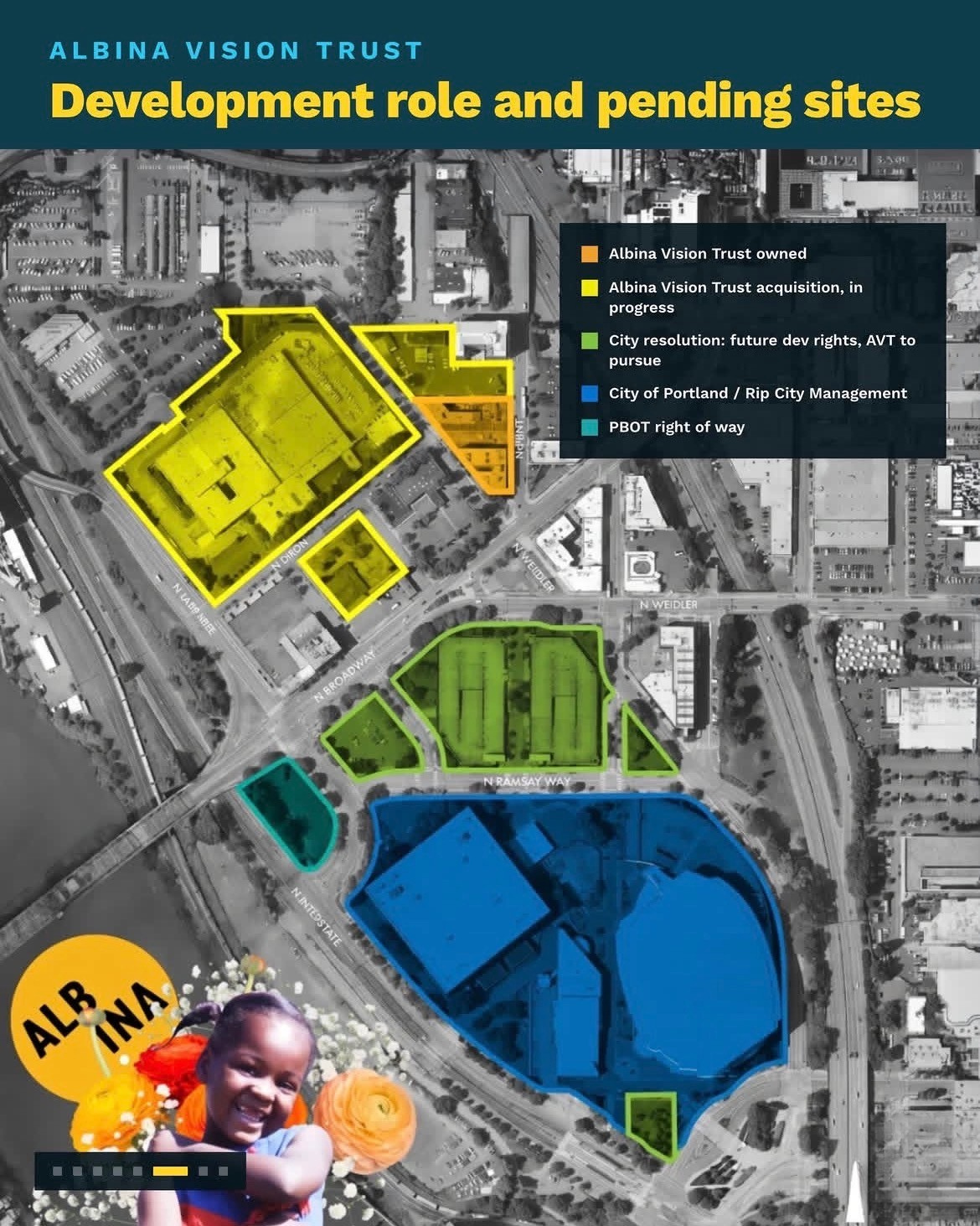 Map or district diagram of the parcels involved in the Lower Albina redevelopment