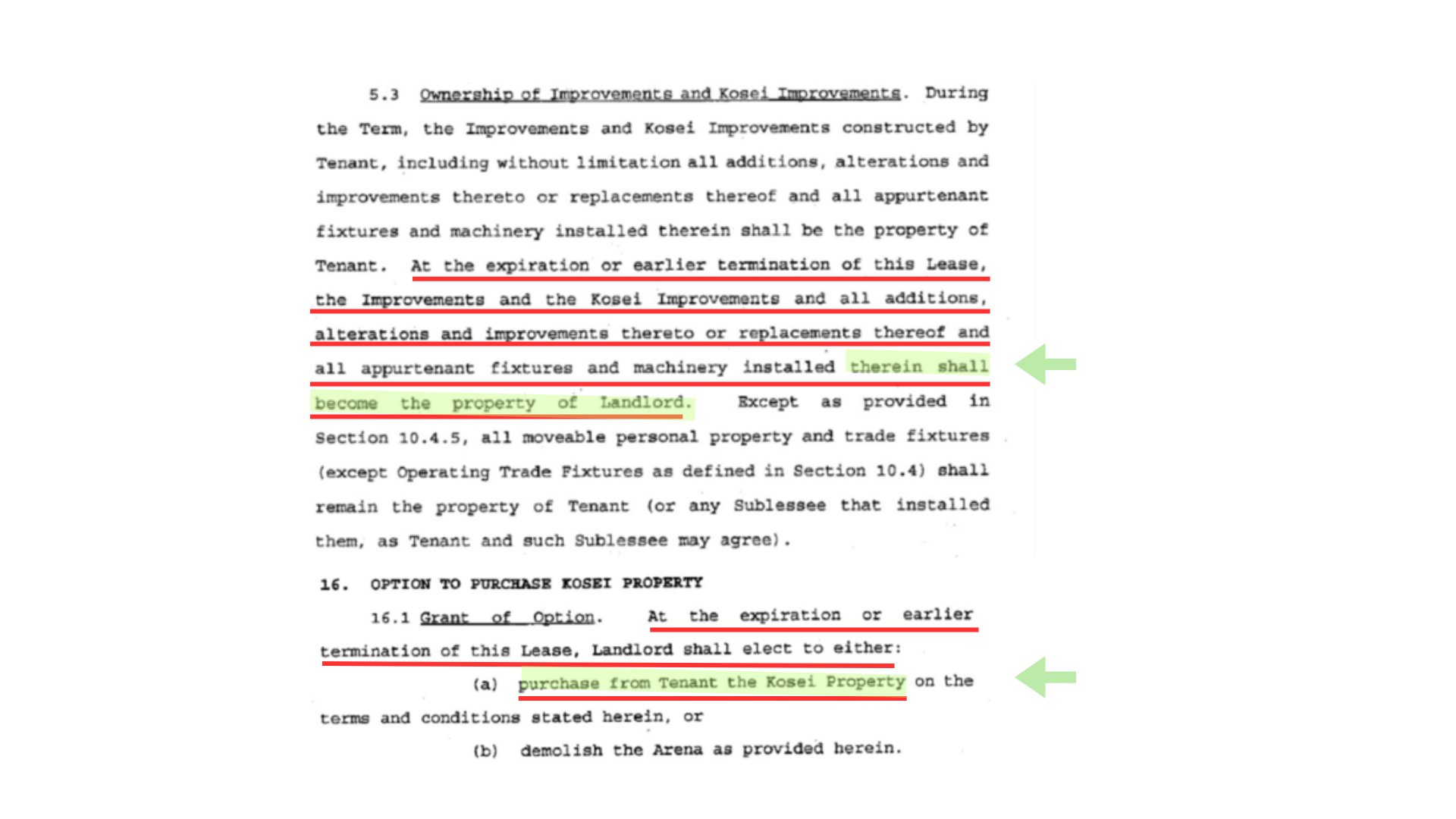 Original 1995 land lease agreement